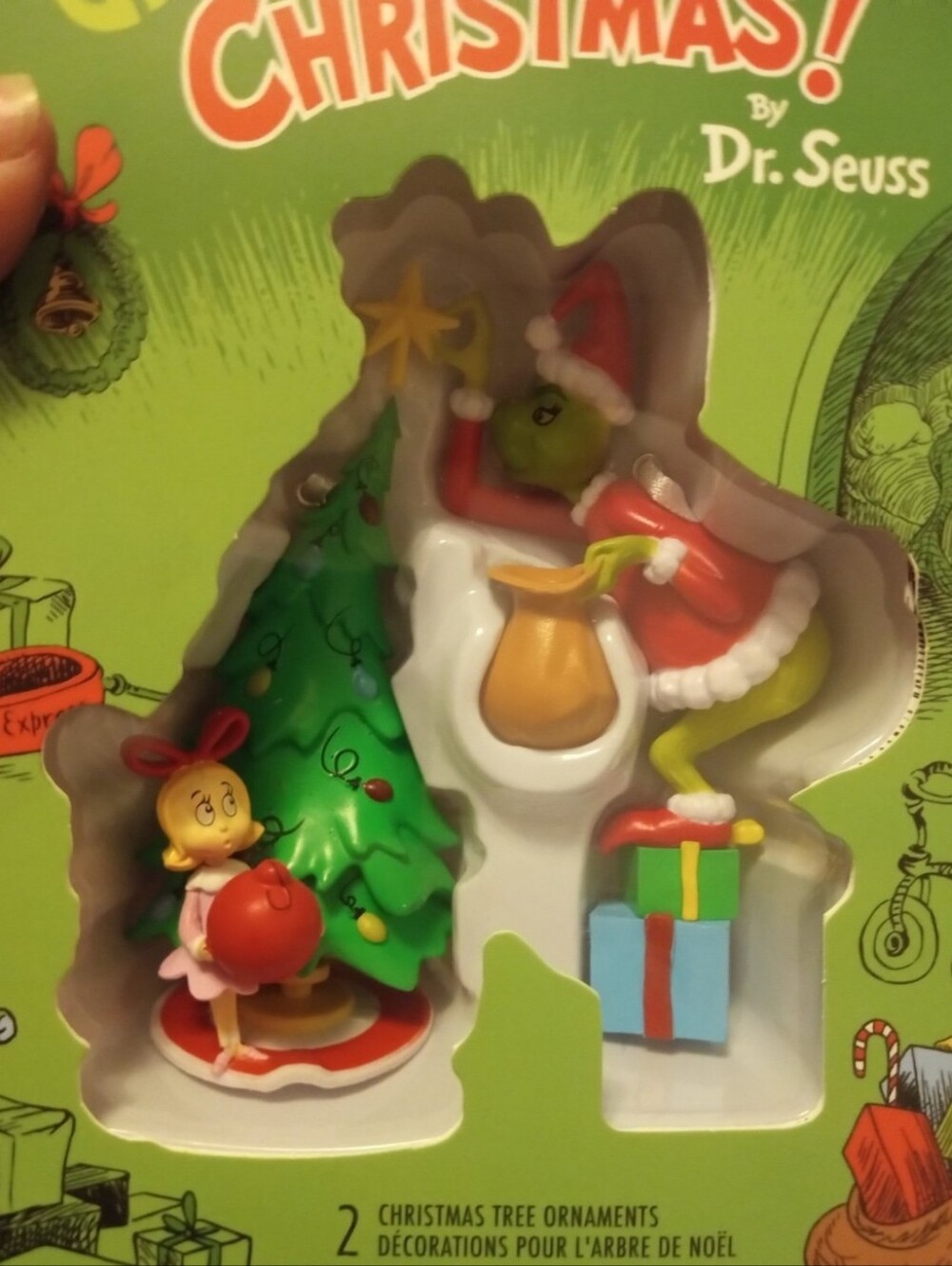 Dr. Seuss The Grinch Kids' Christmas Tree Ornaments - Green, Red, Yellow NIB